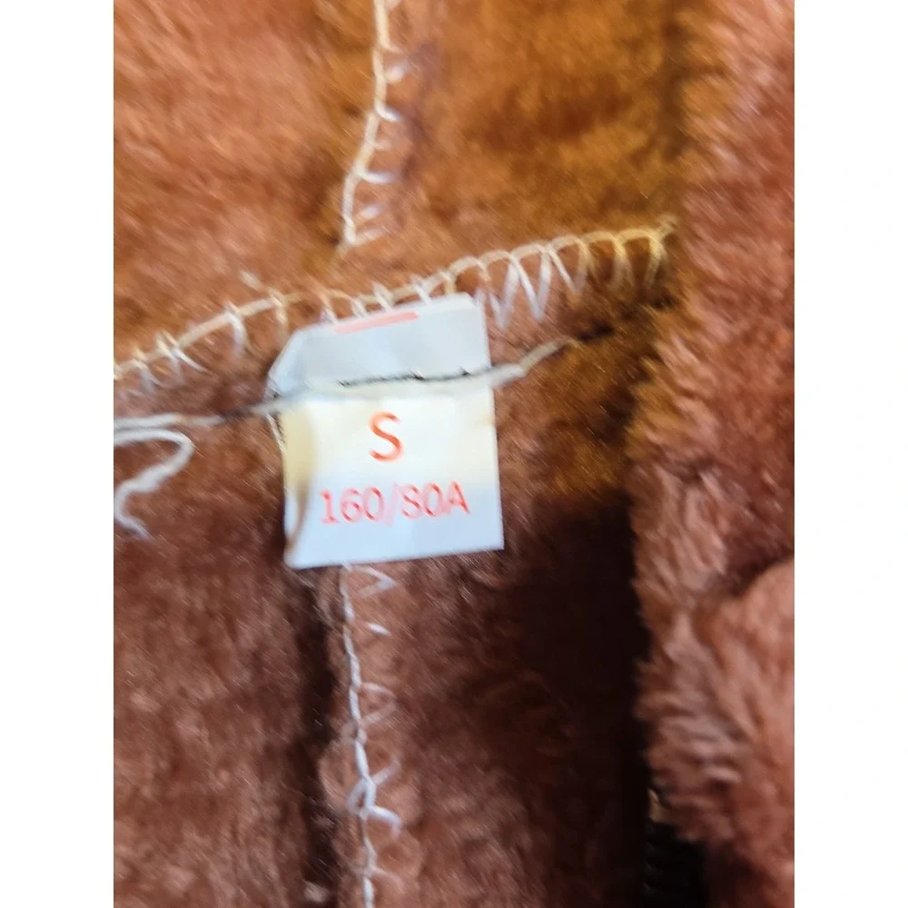 Dog‎ Costume Adult Small Brown Plush Fleece Hooded Full Zip Cosplay Halloween